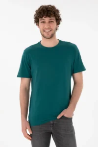 US Polo Assn. Men Regular Fit Crew Neck Dark Green Basic T-Shirt