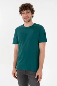 US Polo Assn. Men Regular Fit Crew Neck Dark Green Basic T-Shirt - Image 2