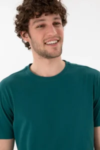 US Polo Assn. Men Regular Fit Crew Neck Dark Green Basic T-Shirt - Image 3