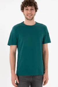 US Polo Assn. Men Regular Fit Crew Neck Dark Green Basic T-Shirt - Image 4