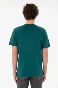 US Polo Assn. Men Regular Fit Crew Neck Dark Green Basic T-Shirt - Image 6