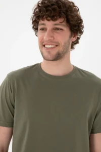 US Polo Assn. Men Regular Fit Crew Neck Dark Khaki Basic T-Shirt - Image 3
