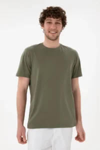 US Polo Assn. Men Regular Fit Crew Neck Dark Khaki Basic T-Shirt - Image 4