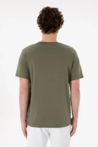 US Polo Assn. Men Regular Fit Crew Neck Dark Khaki Basic T-Shirt - Image 6