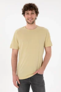 US Polo Assn. Men Regular Fit Crew Neck Light Khaki Basic T-Shirt
