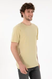 US Polo Assn. Men Regular Fit Crew Neck Light Khaki Basic T-Shirt - Image 2