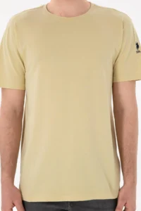 US Polo Assn. Men Regular Fit Crew Neck Light Khaki Basic T-Shirt - Image 7