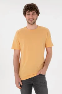 US Polo Shirt Assn. Men Regular Fit Crew Neck Orange Basic T-Shirt