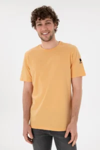 US Polo Shirt Assn. Men Regular Fit Crew Neck Orange Basic T-Shirt - Image 2