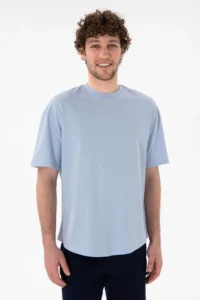 US Polo Assn. Men Long Fit Crew Neck Light Blue Basic T-Shirt - Image 2