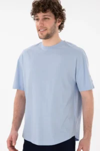 US Polo Assn. Men Long Fit Crew Neck Light Blue Basic T-Shirt - Image 4