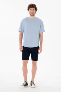US Polo Assn. Men Long Fit Crew Neck Light Blue Basic T-Shirt - Image 5