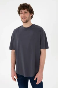 US Polo Assn. Men Long Fit Crew Neck Anthracite Basic T-Shirt - Image 2