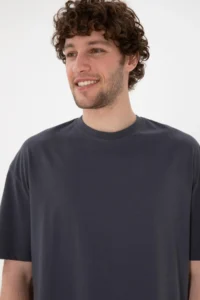 US Polo Assn. Men Long Fit Crew Neck Anthracite Basic T-Shirt - Image 3