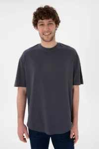 US Polo Assn. Men Long Fit Crew Neck Anthracite Basic T-Shirt - Image 4