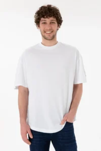 US Polo Assn. Men Long Fit Crew Neck White Basic T-Shirt
