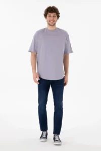 US Polo Assn. Men Long Fit Crew Neck Gray Basic T-Shirt - Image 5