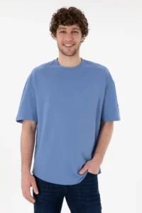US Polo Assn. Men Long Fit Crew Neck Dark Blue Basic T-Shirt