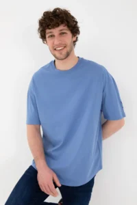 US Polo Assn. Men Long Fit Crew Neck Dark Blue Basic T-Shirt - Image 2