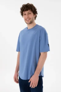 US Polo Assn. Men Long Fit Crew Neck Dark Blue Basic T-Shirt - Image 4