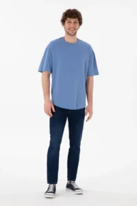 US Polo Assn. Men Long Fit Crew Neck Dark Blue Basic T-Shirt - Image 5