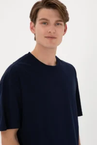 US Polo Assn. Men Long Fit Crew Neck Navy Blue Basic T-Shirt - Image 3
