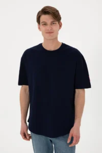 US Polo Assn. Men Long Fit Crew Neck Navy Blue Basic T-Shirt - Image 4