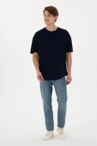 US Polo Assn. Men Long Fit Crew Neck Navy Blue Basic T-Shirt - Image 5