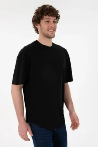 US Polo Assn. Men Long Fit Crew Neck Black Basic T-Shirt - Image 2