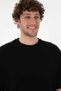 US Polo Assn. Men Long Fit Crew Neck Black Basic T-Shirt - Image 3