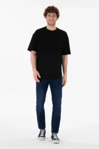 US Polo Assn. Men Long Fit Crew Neck Black Basic T-Shirt - Image 5