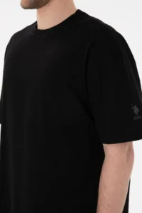 US Polo Assn. Men Long Fit Crew Neck Black Basic T-Shirt - Image 7