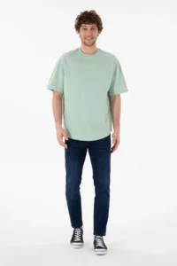 US Polo Assn. Men Long Fit Crew Neck Aqua Green Basic T-Shirt - Image 5