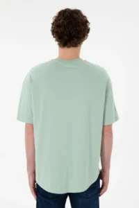 US Polo Assn. Men Long Fit Crew Neck Aqua Green Basic T-Shirt - Image 6