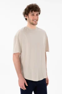 US Polo Assn. Men Long Fit Crew Neck Stone Basic T-Shirt - Image 2
