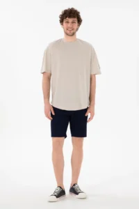 US Polo Assn. Men Long Fit Crew Neck Stone Basic T-Shirt - Image 5