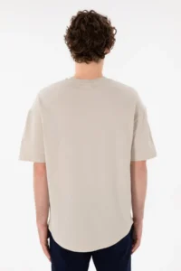 US Polo Assn. Men Long Fit Crew Neck Stone Basic T-Shirt - Image 6