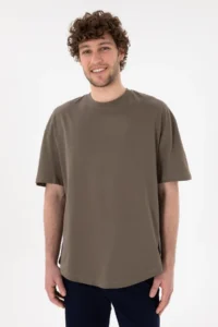 US Polo Assn. Men Long Fit Crew Neck Mink Basic T-Shirt - Image 2