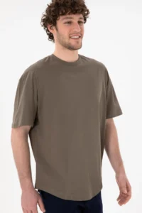 US Polo Assn. Men Long Fit Crew Neck Mink Basic T-Shirt - Image 4