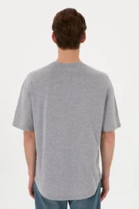 US Polo Assn. Men Long Fit Crew Neck Gray Melanj Basic T-Shirt - Image 6
