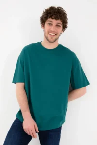 US Polo Assn. Men Long Fit Crew Neck Dark Green Basic T-Shirt - Image 2