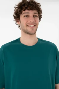 US Polo Assn. Men Long Fit Crew Neck Dark Green Basic T-Shirt - Image 3