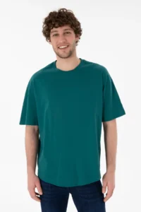US Polo Assn. Men Long Fit Crew Neck Dark Green Basic T-Shirt - Image 4