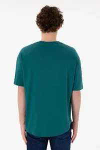 US Polo Assn. Men Long Fit Crew Neck Dark Green Basic T-Shirt - Image 6