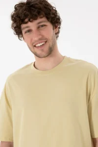US Polo Assn. Men Long Fit Crew Neck Light Khaki Basic T-Shirt - Image 3