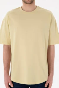 US Polo Assn. Men Long Fit Crew Neck Light Khaki Basic T-Shirt - Image 7