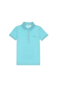 US Polo Assn. Girls' Aqua Polo Shirt Collar Basic T-Shirt - Image 3