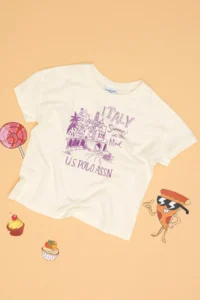 US Polo Assn. Girls' Cream Crew Neck Printed Cotton T-Shirt - Image 3