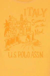 US Polo Shirt Assn. Girls' Orange Crew Neck Printed Cotton T-Shirt - Image 5
