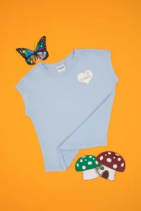 US Polo Assn. Girls' Light Blue Crew Neck Cotton Plain T-Shirt - Image 3